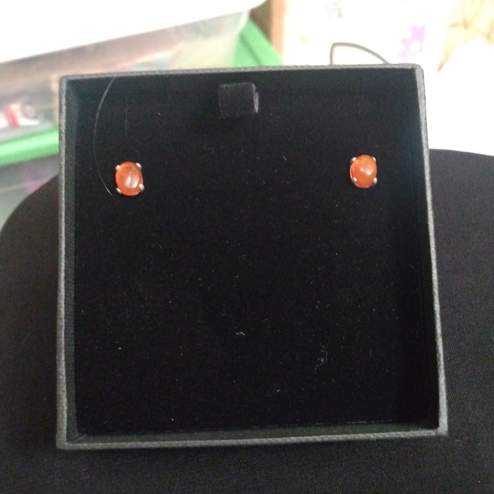Natural Fire Opal Stud Earrings